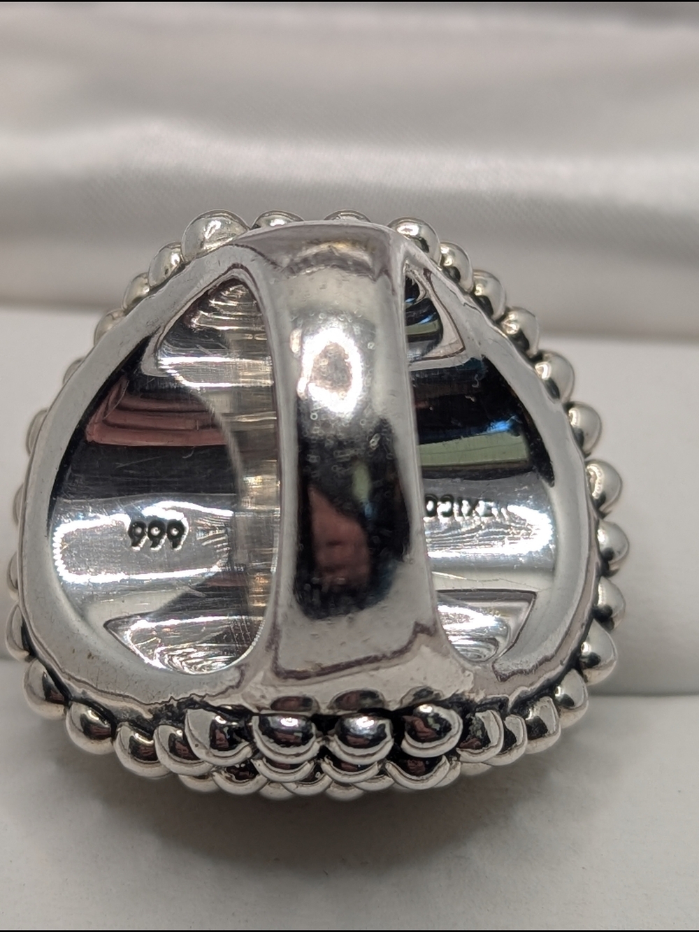 🌟 Striking Vintage Mexican Fine Silver (.999) Beaded Dome Statement Ring 🌟 - Picture 4 of 7